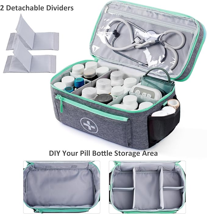 BAGSFY Travel Medicine Bag Organizer, Medical Bag Empty, Pill Bottle Organizer - Image 3