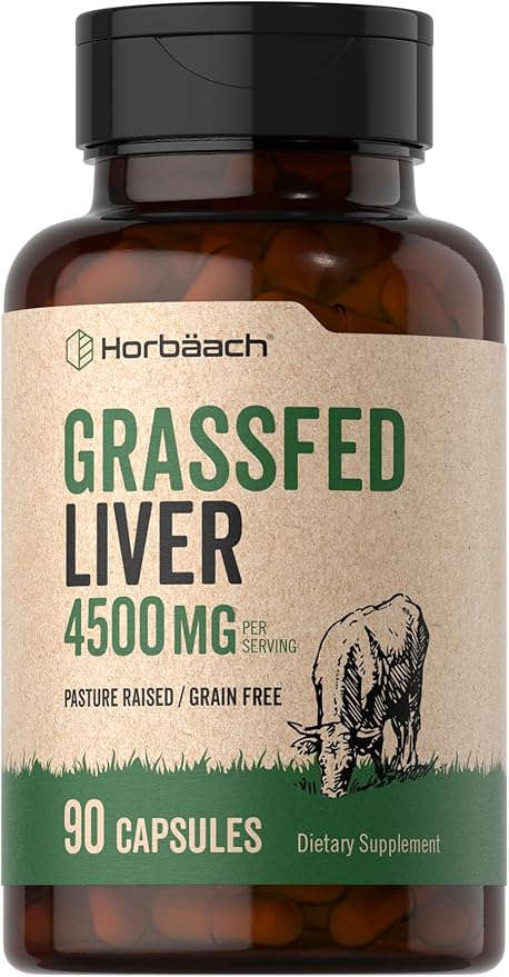 Horbäach Grass Fed Beef Liver | 4500mg | 90 Capsules | Desiccated, Pasture by HORBAACH