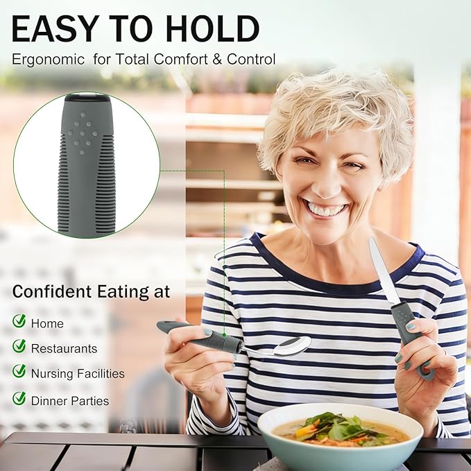 Adaptive Utensils for Elderly 4 Piece, 2.9 oz Weighted Silverware for Hand - Image 3