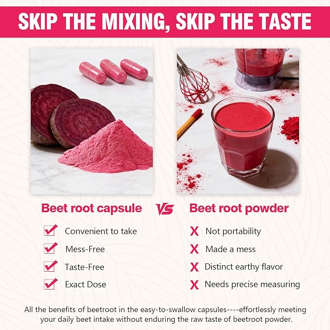 20:1 Organic Beet Root Capsules, 1800 mg Beet Supplement 150mg BP Grape Extract - Image 7