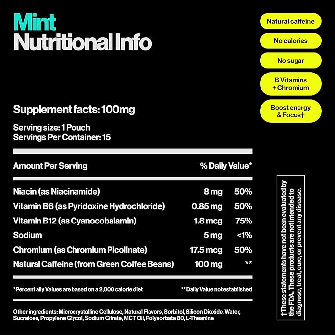 Wip Energy Pouches | 100mg Natural Caffeine | Vitamins and Minerals | Mint | 15 - Image 5