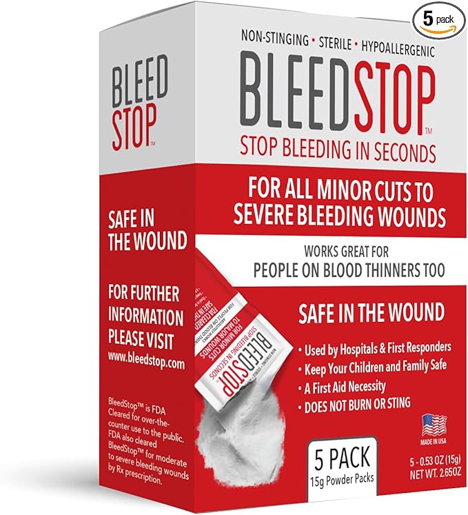 BleedStop™ First Aid Powder for Blood Clotting, Trauma Kit, Blood Thinner by BleedStop