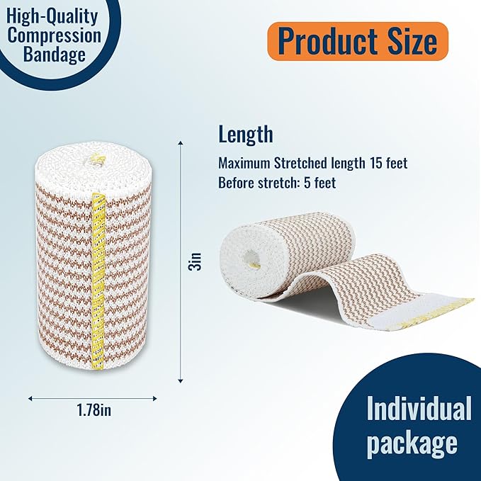 Premium Elastic Bandage Wrap, 2 Pack 3", Compression Bandage - Image 2