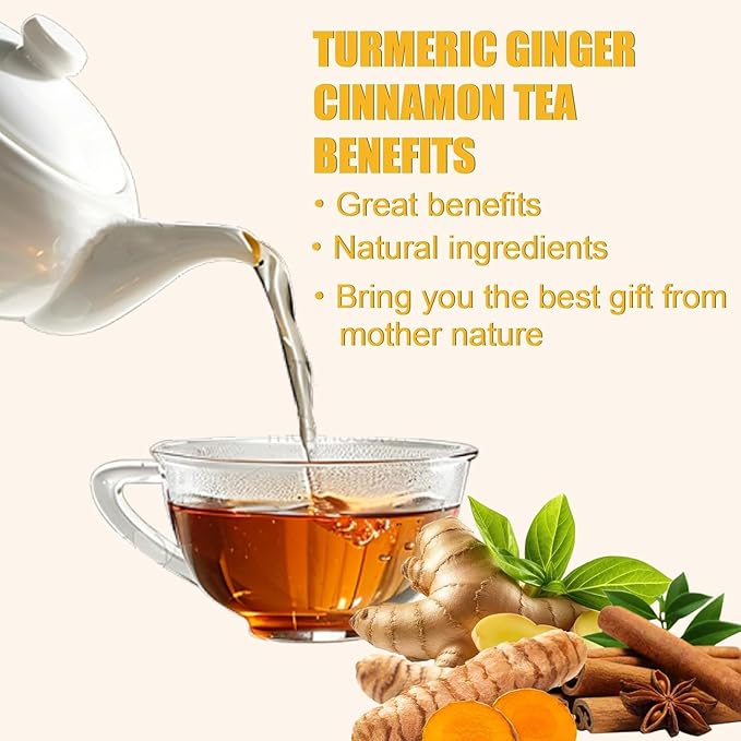 Premium Turmeric Ginger Cinnamon Tea Bags Organic, Turmeric Curcumin Supplement - Image 6