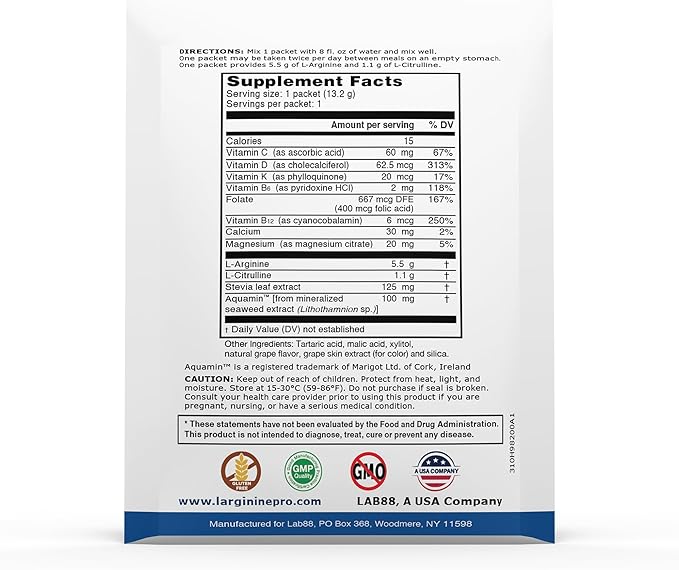L-ARGININE PRO Supplement Powder | 30 Packets Single Serve Travel Size | 5 - Image 3