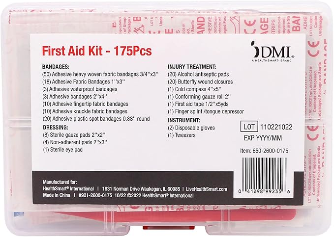 DMI 175-Piece First Aid Kit for Minor Injuries, Cuts and Scrapes, All-Purpose - Image 2