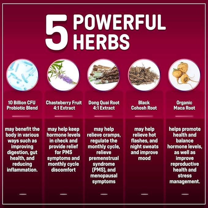 Hormone Balance + Probiotics for Women- Natural Menopause Relief, Weight - Image 5