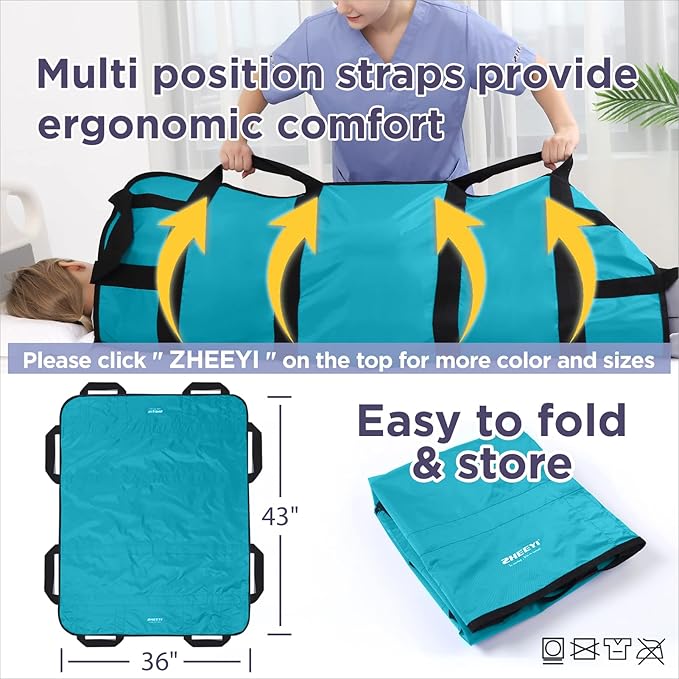 Positioning Bed Pad with Reinforced Handles 2 Pack 43" x 36" Patient Transfer - Image 4