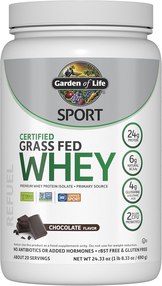 Garden of Life SPORT Whey Protein Powder Chocolate, Premium Grass Fed Whey by GardenofLife