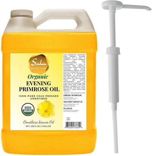 1 Gallon USDA Organic Pure Cold Pressed Evening Primrose Oil 12% GLA by SULUORGANICS