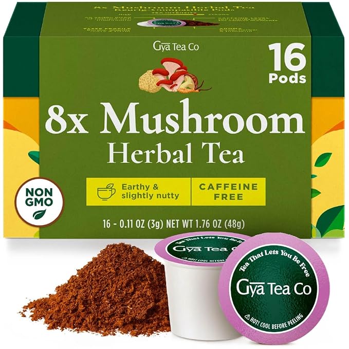 Gya Tea Co 8X Mushroom Herbal Tea Pod- Decaf Wellness Tea by GyaTeaCo