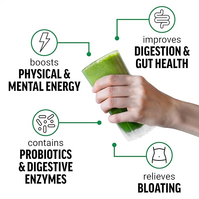 Smarter Greens Superfoods + Energy Powder, Probiotics, Digestive Enzymes - Image 2