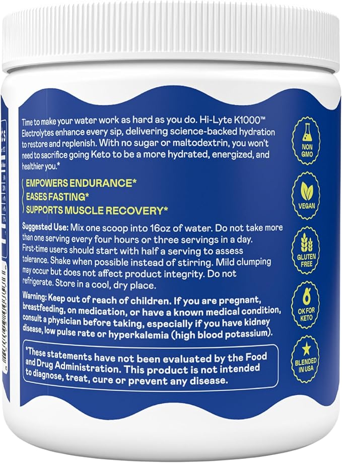 Hi-Lyte Keto K1000 Unflavored Electrolyte Powder | Hydration Supplement Drink - Image 6