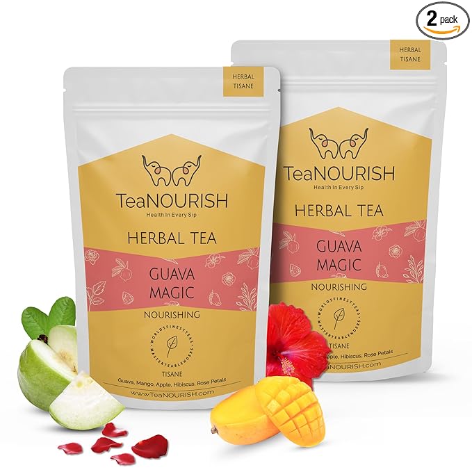 TeaNOURISH Guava Magic Herbal Tea | CAFFEINE-FREE | Refreshing and Fruity | by TeaNOURISH