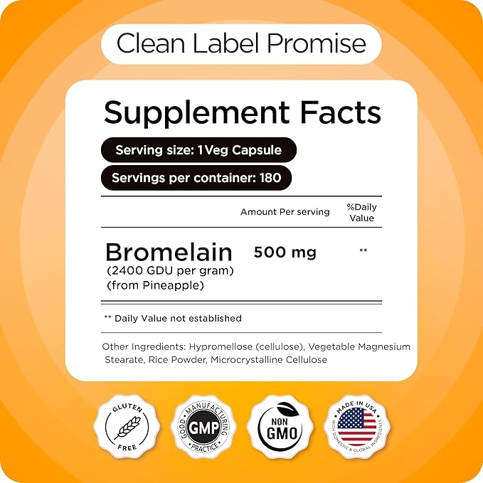Balancebreens Bromelain 500mg Capsules – 2400 GDU Pineapple Extract Supplement - Image 5