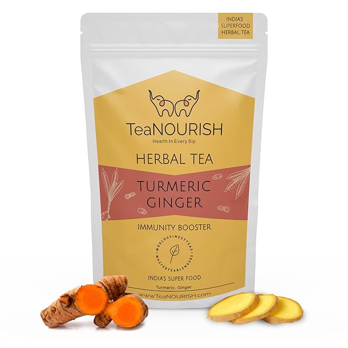 TeaNOURISH Turmeric Ginger Herbal Tea | Indian Superfoods | Aids Digestion & by TeaNOURISH