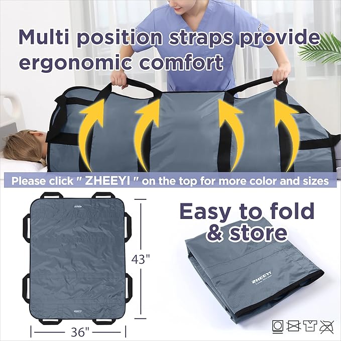 Positioning Bed Pad with Reinforced Handles 2 Pack 43" x 36" Patient Transfer - Image 4