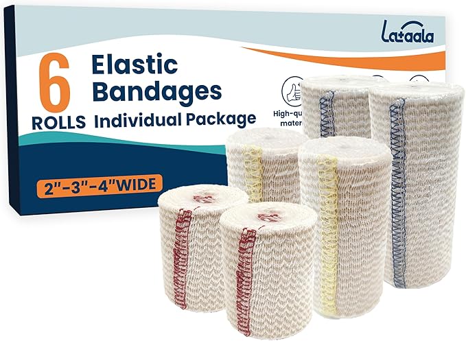 Elastic Bandage Wrap, 6 Pack（2×2", 2×4"） Compression Bandage by Lataala