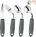 Adaptive Utensils for Elderly 4 Piece, 2.9 oz Weighted Silverware for Hand by KintKita