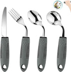 Adaptive Utensils for Elderly 4 Piece, 2.9 oz Weighted Silverware for Hand by KintKita
