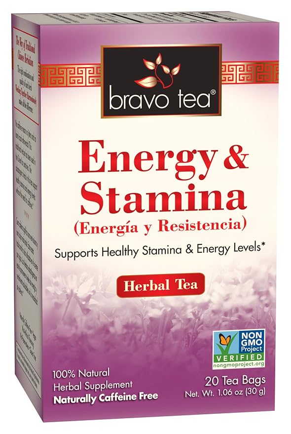 Bravo Tea Energy & Stamina Herbal Tea Caffeine Free, 20 Tea Bags by BravoTea
