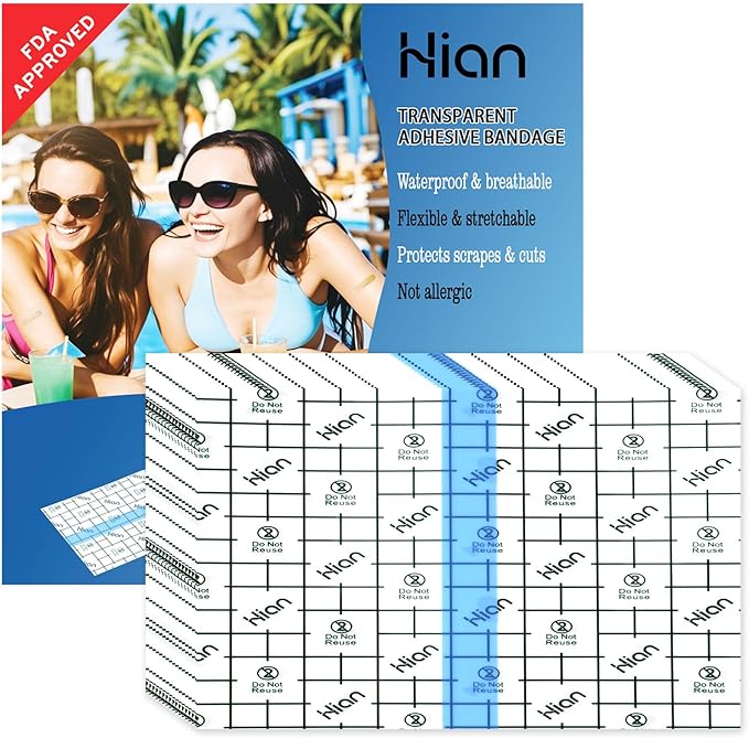 Hion Tattoo Aftercare Waterproof Bandage Wound Dressing 50 Pre-Cut Sheets 5 x by Hion