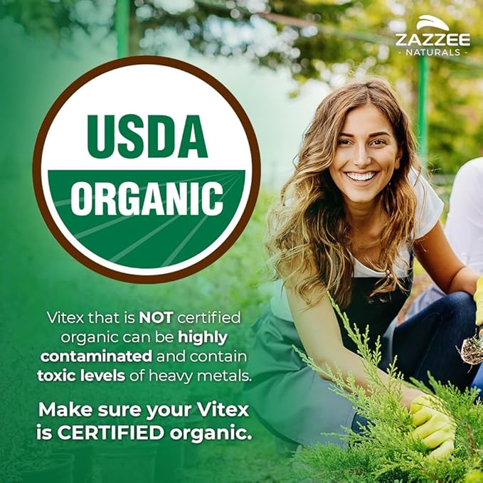 Zazzee USDA Organic Vitex, 500 mg Strength, 120 Vegan Capsules, 4 Month Supply - Image 2