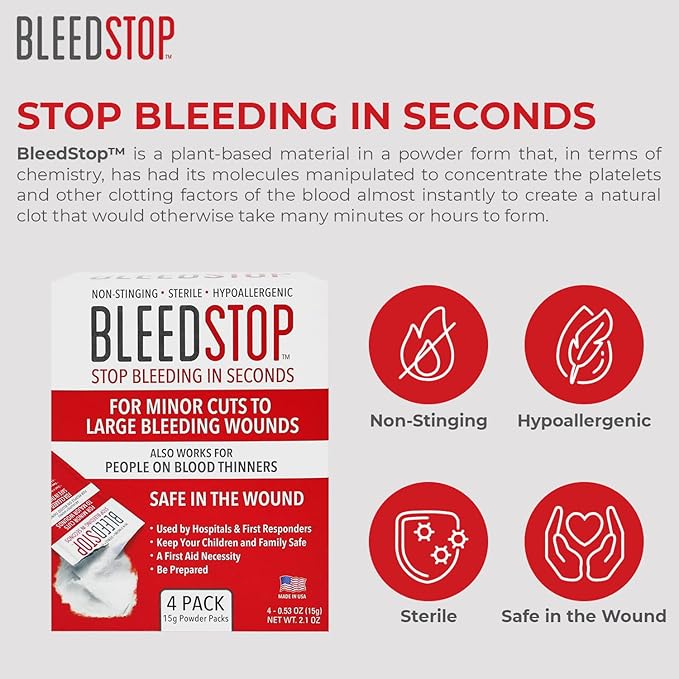 BleedStop™ First Aid Powder for Blood Clotting, Trauma Kit, Blood Thinner - Image 5