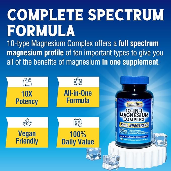 10 in 1 Magnesium Complex, 420mg Elemental Magnesium | Ultra Strength, Max - Image 3