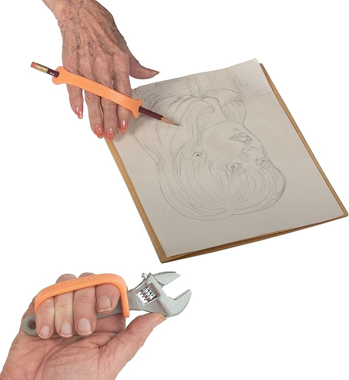 EazyHold Orange Silicone Hand Grip Aid, U Cuff, Utensils Holder, Self Feeding - Image 3