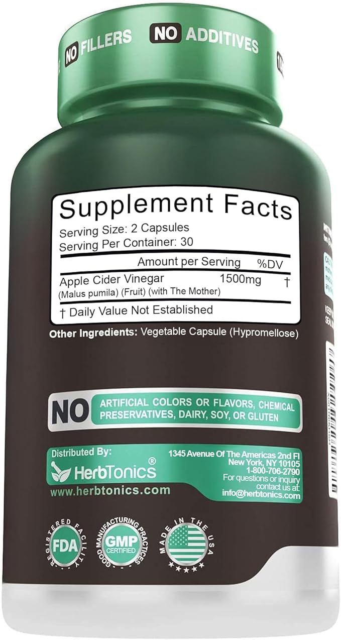 Herbtonics Raw Apple Cider Vinegar Capsules 1500mg - Image 9