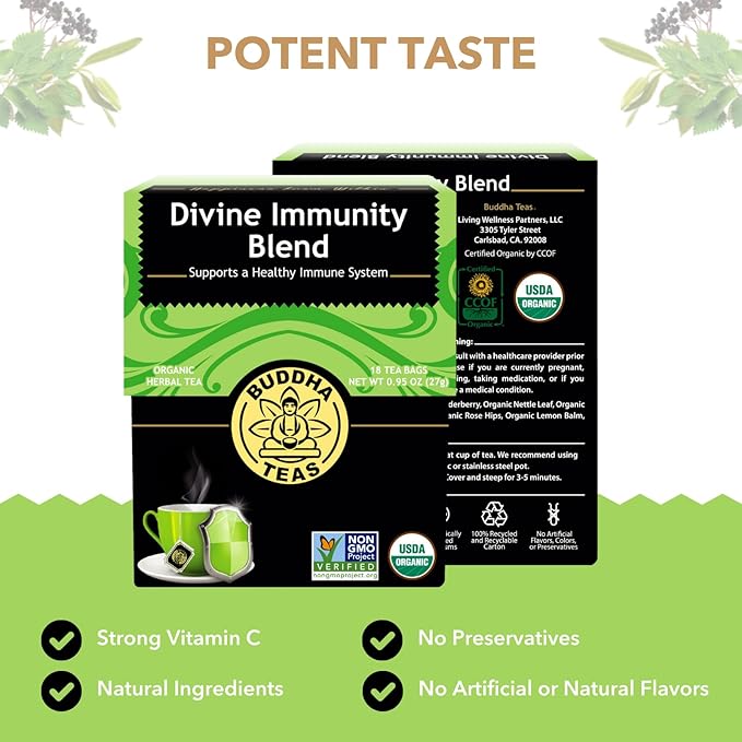 Buddha Teas - Organic Divine Immunity Blend - Herbal Tea - - Image 2