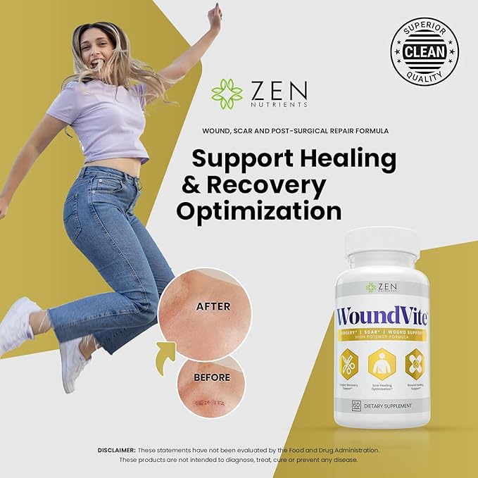 Zen Nutrients WoundVite Pre & Post Surgery Support, Scar & Wound Care, Scar - Image 4