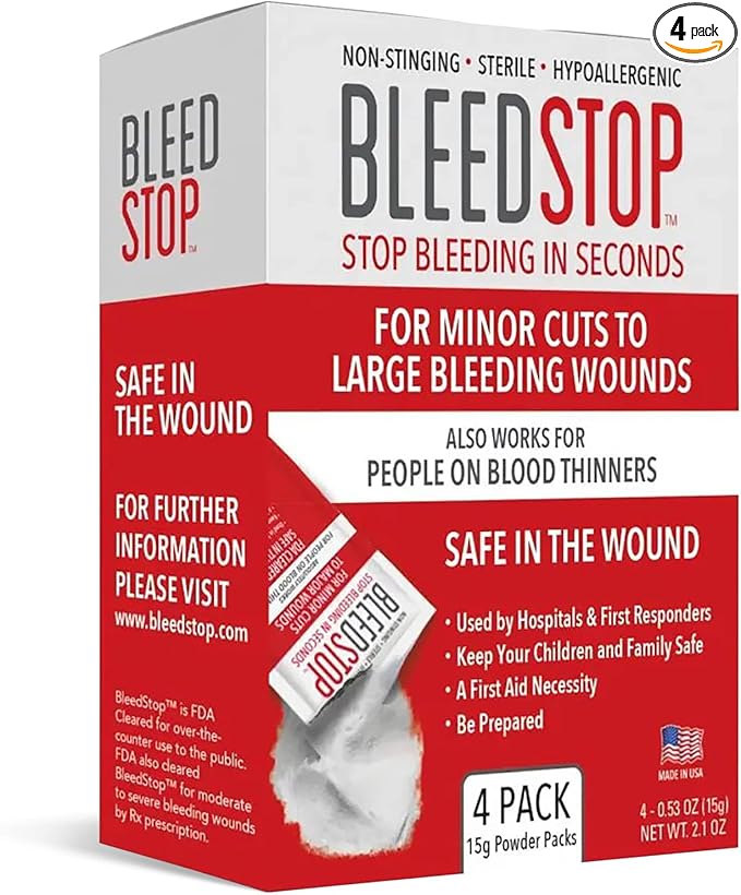 BleedStop™ First Aid Powder for Blood Clotting, Trauma Kit, Blood Thinner by BleedStop