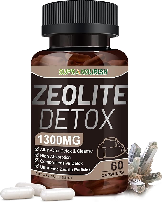 Zeolite Detox Capsules, 1-2 µm Clinoptilolite, Organic Activated Charcoal & by SUPRANOURISH
