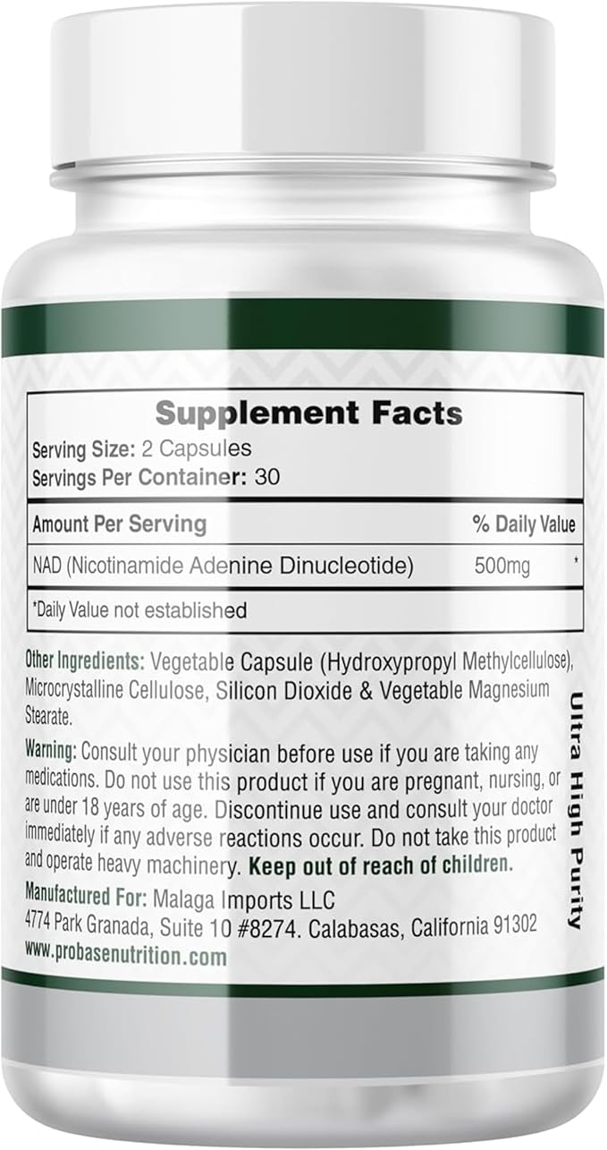 Probase Nutrition NAD Supplement 500mg High Potency 30 Day Supply NAD Maximizer - Image 3