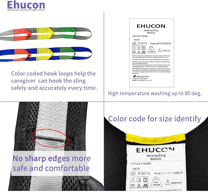 Patient Lift Walking Sling, Pelvic Padded 500lbs Safety Loading Weight - Image 7