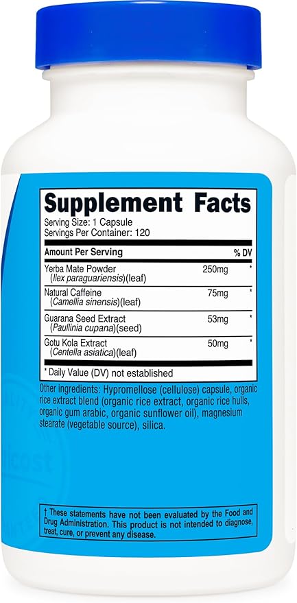 Nutricost Natural Energy Pills Complex 120 Capsules, 100mg Caffeine - Image 5