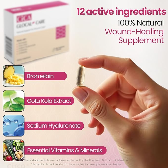GlocalCare CICA Clinically Proven Wound Healing Supplement - Aids in Scar & - Image 5