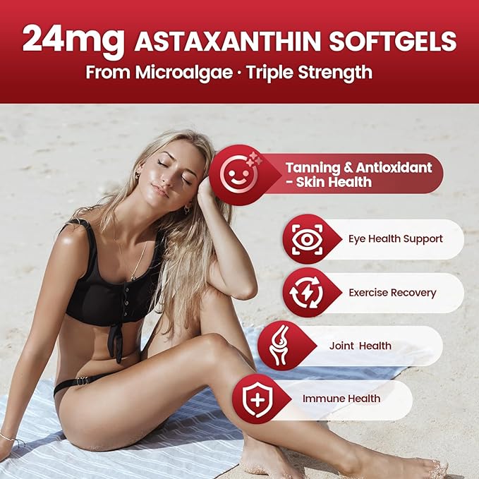 10 in 1 Astaxanthin Supplements 24mg, 4 Month Supply, Astaxantina Antioxidant - Image 3