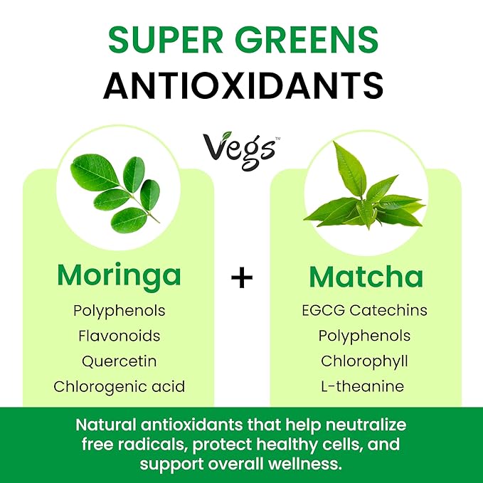 VEGS Moringa & Matcha Green Tea Leaf 60 Pyramid Tea Bags - Image 3
