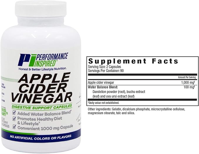 Performance Inspired Nutrition Apple Cider Vinegar Capsules – 1000mg – Supports - Image 8