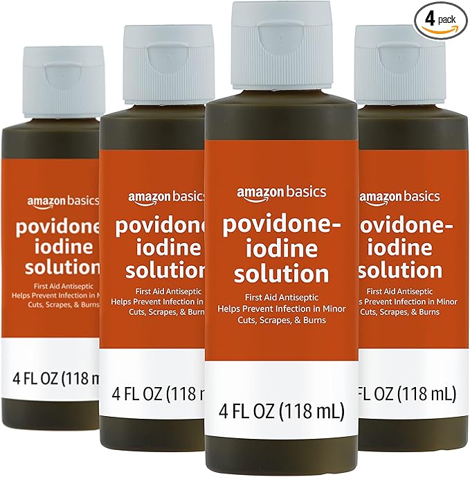 Amazon Basics First Aid Antiseptic, 10% Povidone Iodine Solution, 4 Fluid Ounces by AmazonBasics