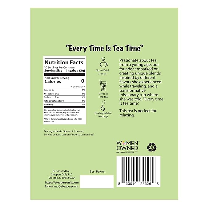 Steepers Only Mint Green Tea + Superfoods Herbal Green Tea Blend – Lemon & Mint - Image 2
