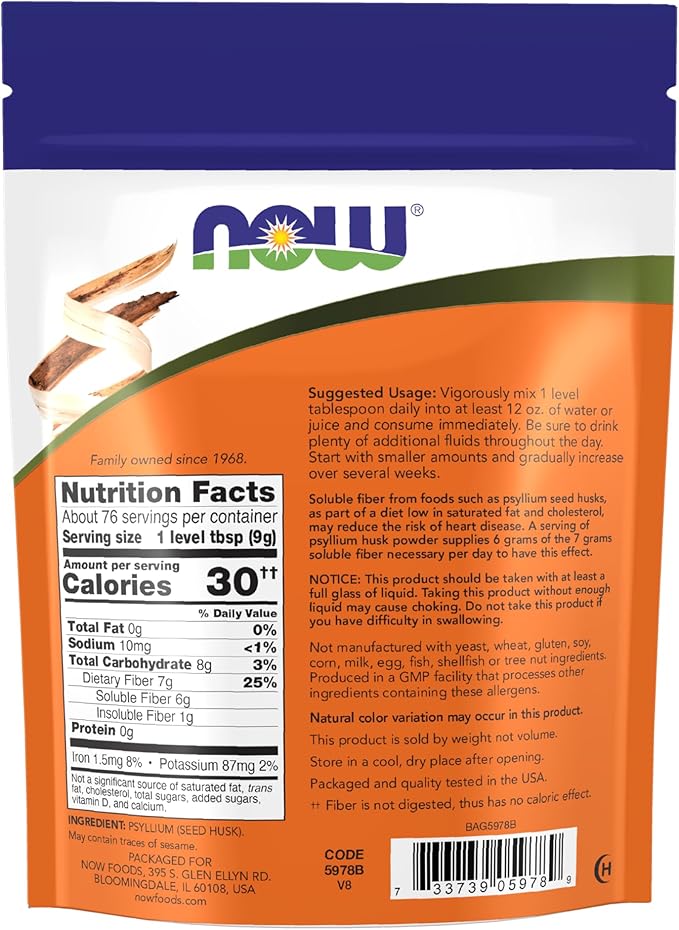 NOW Foods Supplements, Psyllium Husk Powder, Non-GMO Project Verified, Soluble - Image 2