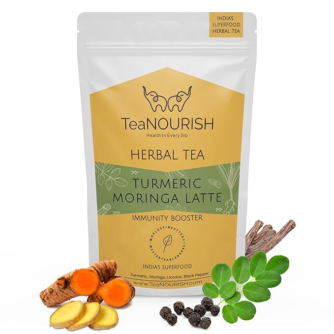 TeaNOURISH Turmeric Moringa Latte | Blend of Indian Superfoods Turmeric by TeaNOURISH