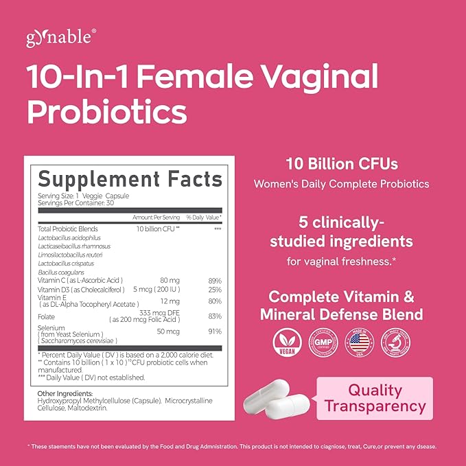 Gynable Vaginal Probiotics for Women Odor & Itch Support, Urinary | pH Balance - Image 4