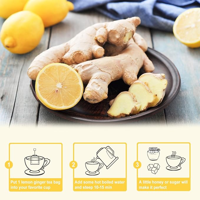 TEARELAE - Lemon Ginger Tea Bags, Lemongrass - Non-GMO - Caffeine-free - - Image 5