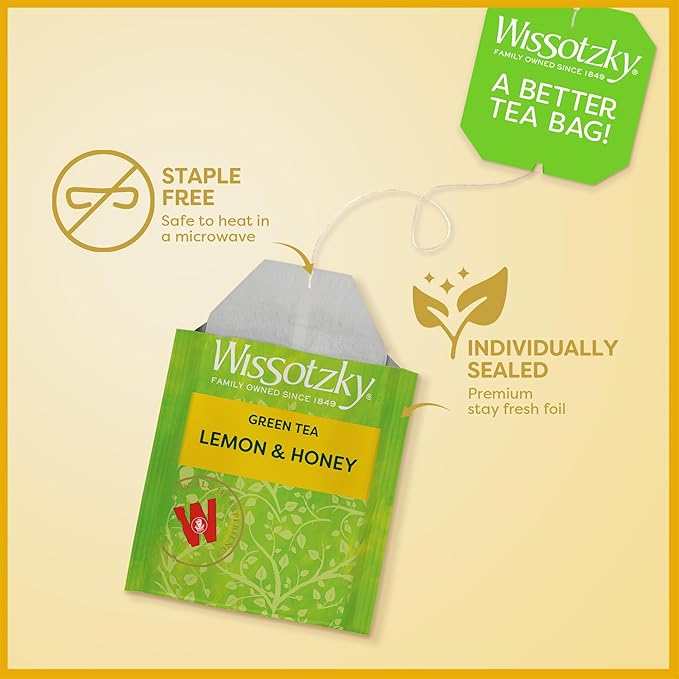 Wissotzky Lemon & Honey Green Tea, 20 Tea Bags | Antioxidant Rich | Soothing - Image 5