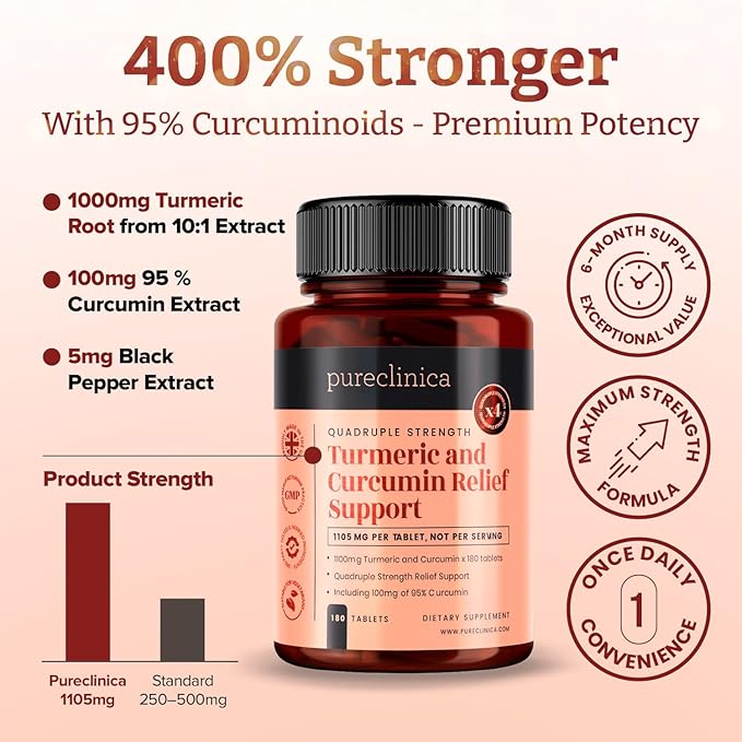 1100mg Turmeric and Curcumin x 180 Tablets - Image 3